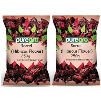 Puregro Dry Sorrel 250g (PACK OF 2) Hibiscus Flower Flor de Jamaica Natural Dry Sorrel. Puregro Dry Sorrel 250g (PACK OF 2) Hibiscus Flower Flor de Jamaica Natural Dry Sorrel.