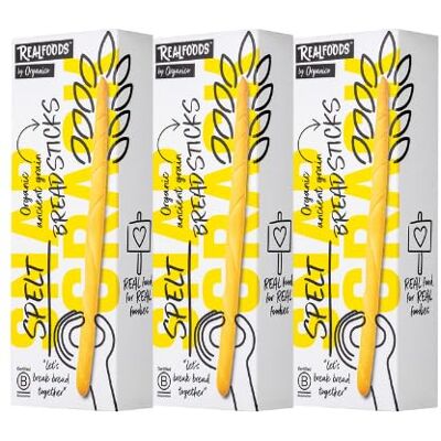 Organico Realfoods by Organic Italian Spelt Breadsticks – High Protein, Nutty Crunch Snack, 120g (Pack of 3) Organico Realfoods by Organic Italian Spelt Breadsticks – High Protein, Nutty Crunch Snack, 120g (Pack of 3)