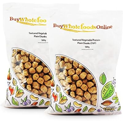 Buy Whole Foods Online Textured Vegetable Protein Plain Chunks (TVP) 1kg (BWFO) Buy Whole Foods Online Textured Vegetable Protein Plain Chunks (TVP) 1kg (BWFO)
