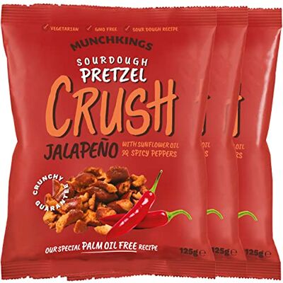 Hibvest MunchKings Sourdough Pretzel Crush Pretzel Snack of Flavoured Pretzel Pieces (Jalapeno Pepper, 3 x 125g) Hibvest MunchKings Sourdough Pretzel Crush Pretzel Snack of Flavoured Pretzel Pieces (Jalapeno Pepper, 3 x 125g)