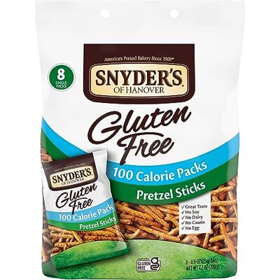 Snyder's of Hanover Gluten Free Pretzel Sticks, 100 Calorie Individual Packs, 8 Ct Snyder's of Hanover Gluten Free Pretzel Sticks, 100 Calorie Individual Packs, 8 Ct