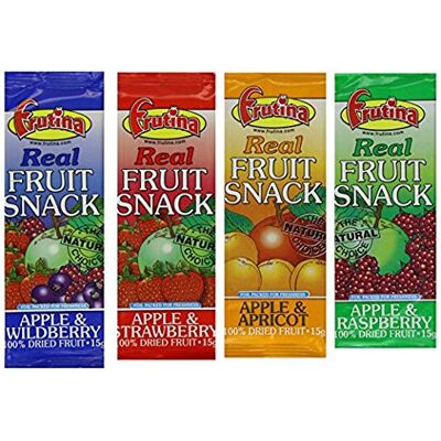 Frutina Real Fruit Snacks,Variety Box 60 x 15 g ,Great for Kids and NO Added Junk NO preservatives NO Artificial Flavors and NO Colours in Them Frutina Real Fruit Snacks,Variety Box 60 x 15 g ,Great for Kids and NO Added Junk NO preservatives NO Artificial Flavors and NO Colours in Them