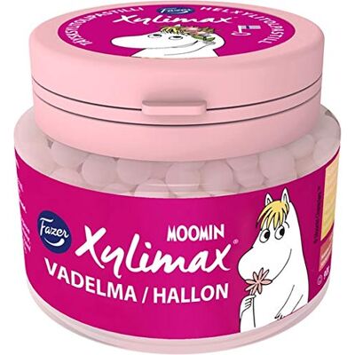 Fazer Xylimax Moomin Raspberry Pastilles 1 Jar of 90g Fazer Xylimax Moomin Raspberry Pastilles 1 Jar of 90g
