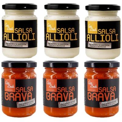 Iberica Food Salsa Brava Spicy Tomato Sauce & Alioli Garlic Sauce Pack of 6 jars 130g (3x Alioli & 3x Salsa Brava) Iberica Food Salsa Brava Spicy Tomato Sauce & Alioli Garlic Sauce Pack of 6 jars 130g (3x Alioli & 3x Salsa Brava)