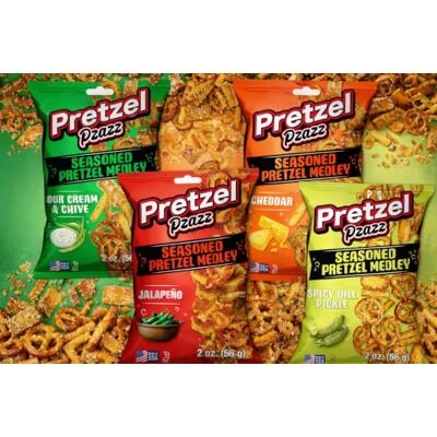 Bug's Pantry Pretzel Pzazz Seasoned Pretzel Medley Variety Pack – 4 Flavors (Sour Cream & Chive, Cheddar, Jalapeño, Spicy Dill Pickle) – Crunchy Snack Mix, Made in USA, 4 x 2oz Bags Bug's Pantry Pretzel Pzazz Seasoned Pretzel Medley Variety Pack – 4 Flavors (Sour Cream & Chive, Cheddar, Jalapeño, Spicy Dill Pickle) – Crunchy Snack Mix, Made in USA, 4 x 2oz Bags