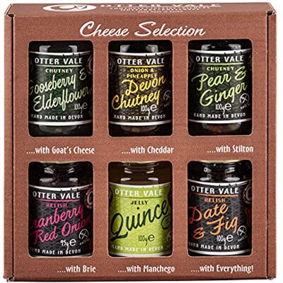 Otter Vale Cheese Selection, Six Companions for Your Cheese, Hand-Made in Devon, Gluten-Free, 6 x Glass Jars, Total 595g Otter Vale Cheese Selection, Six Companions for Your Cheese, Hand-Made in Devon, Gluten-Free, 6 x Glass Jars, Total 595g