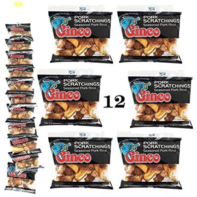 Ginco Pork Scratchings Bulk, 12 X 40g Packs of Original Pork Crackling, 100% Pork Rinds, Hand Cooked Pork Scratchings UK, High Protein Pub Snacks Ginco Pork Scratchings Bulk, 12 X 40g Packs of Original Pork Crackling, 100% Pork Rinds, Hand Cooked Pork Scratchings UK, High Protein Pub Snacks