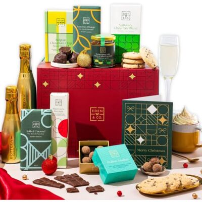 EDEN Dairy Free Chocolate Hamper, Christmas Presents, Prosecco, & CO Christmas Dairy Free Hamper with Truffles & Cocoa Set for Her, Lactose Free Chocolate. Includes Bottega Prosecco. EDEN Dairy Free Chocolate Hamper, Christmas Presents, Prosecco, & CO Christmas Dairy Free Hamper with Truffles & Cocoa Set for Her, Lactose Free Chocolate. Includes Bottega Prosecco.