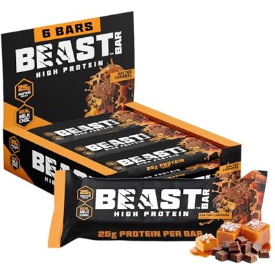 Beast Pharm Beast Bar Giant Protein Bars High Protein 25g Each- Salted Caramel 6 Pack Real Milk Chocolate Indulgent Nutrition Bars. High Protein Snacks with 25g Protein per 80g Bar. High Protein Bars Multipack. Beast Pharm Beast Bar Giant Protein Bars High Protein 25g Each- Salted Caramel 6 Pack Real Milk Chocolate Indulgent Nutrition Bars. High Protein Snacks with 25g Protein per 80g Bar. High Protein Bars Multipack.
