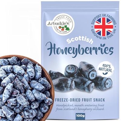 Arbuckle's Freeze Dried Honeyberry Whole Fruit Snack 100g Nutritious and Healthy Honeyberries Direct from Farm Shop, Natural, for Baking, Breakfast Cereal Topper, Yogurt, Cake Decorations Arbuckle's Freeze Dried Honeyberry Whole Fruit Snack 100g Nutritious and Healthy Honeyberries Direct from Farm Shop, Natural, for Baking, Breakfast Cereal Topper, Yogurt, Cake Decorations
