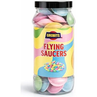 GROBITS Flying Saucers 65g Retro Sweets Gift Jar – Classic Fizzy Candy – Traditional Sweet Shop Pick & Mix – Sweet Sharing Tub for Birthdays, Parties & Gift Giving GROBITS Flying Saucers 65g Retro Sweets Gift Jar – Classic Fizzy Candy – Traditional Sweet Shop Pick & Mix – Sweet Sharing Tub for Birthdays, Parties & Gift Giving