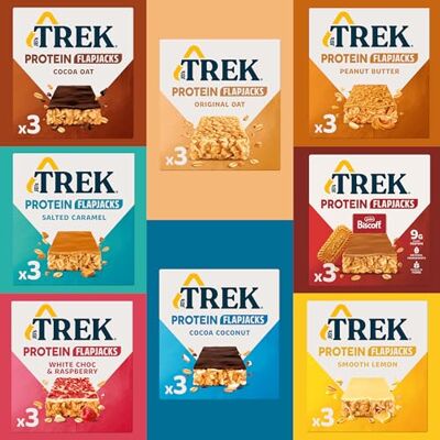Free From Direct Trek Protein Flapjacks Bars 24 x 50g Mixed Case Variety Pack Natural Ingredients Snacks, Vegan Protein Bar Free From Direct Trek Protein Flapjacks Bars 24 x 50g Mixed Case Variety Pack Natural Ingredients Snacks, Vegan Protein Bar