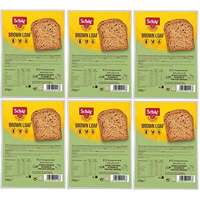 Schär Gluten Free Vegan Brown Loaf Bread (250g) Pack of Six Schär Gluten Free Vegan Brown Loaf Bread (250g) Pack of Six