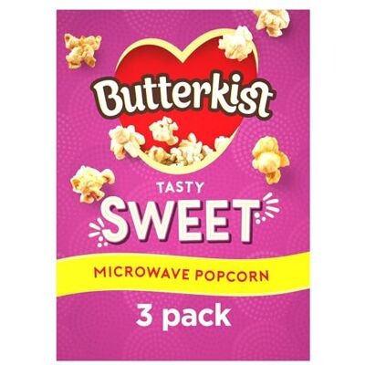 Butterkist SWEET Microwave Popcorn 3x60g Packs, Case of 10 Gluten free, Source of Fibre, Made from Wholegrains, No Artificial Colours or Flavours, Suitable for Vegetarians Butterkist SWEET Microwave Popcorn 3x60g Packs, Case of 10 Gluten free, Source of Fibre, Made from Wholegrains, No Artificial Colours or Flavours, Suitable for Vegetarians