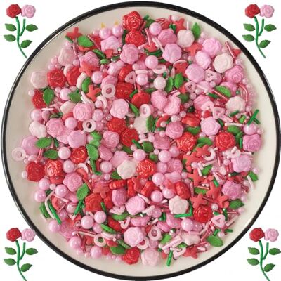 Tmade Edible Valentine's Day Rose Garden Candy Sprinkles Heart Cake Cupcake Toppers Pearls Cookie Decorations Candy Sprinkle for Daily Cake Decorating Tmade Edible Valentine's Day Rose Garden Candy Sprinkles Heart Cake Cupcake Toppers Pearls Cookie Decorations Candy Sprinkle for Daily Cake Decorating