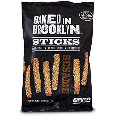 BAKED IN BROOKLYN , Breadsticks Sesame Seed Flavour, No Cholesterol, 0g Trans Fat Delicious Snack Packs for Kids and Adults, 226g, Pack of 6 BAKED IN BROOKLYN , Breadsticks Sesame Seed Flavour, No Cholesterol, 0g Trans Fat Delicious Snack Packs for Kids and Adults, 226g, Pack of 6