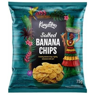 Kingston Salted Banana Chips 12 x 75g, Crispy Savoury Snack with Lightly Salted Flavor Kingston Salted Banana Chips 12 x 75g, Crispy Savoury Snack with Lightly Salted Flavor
