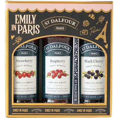 St. Dalfour St Dalfour Emily in Paris Jam Gift Set: Strawberry, Raspberry, Black cherry, 3 x 284g, No Added Sugar, 100% Fruit St. Dalfour St Dalfour Emily in Paris Jam Gift Set: Strawberry, Raspberry, Black cherry, 3 x 284g, No Added Sugar, 100% Fruit