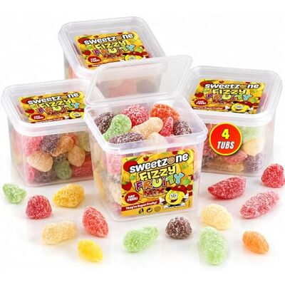 Sweetzone Fizzy Fruity Mix 170g x4 Pack Fizzy fruity mix gummies, Halal soft jelly sweets, pack of 4 tubs, party pick and mix for all ages Sweetzone Fizzy Fruity Mix 170g x4 Pack Fizzy fruity mix gummies, Halal soft jelly sweets, pack of 4 tubs, party pick and mix for all ages