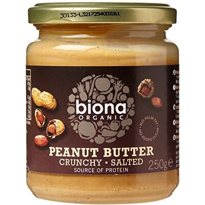 Biona Organic Peanut Butter Crunchy 250g (Pack of 6 100% Organic Peanuts, No Added Sugar, Gluten-Free, Vegan Biona Organic Peanut Butter Crunchy 250g (Pack of 6 100% Organic Peanuts, No Added Sugar, Gluten-Free, Vegan