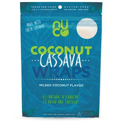 NUCO Coconut Wraps Cassava 55g Paleo, Non-GMO, Dairy-free, Kosher, No Salt Added, Yeast-free, Simple Ingredients Bread & Tortillas Alternative, 1-Pack NUCO Coconut Wraps Cassava 55g Paleo, Non-GMO, Dairy-free, Kosher, No Salt Added, Yeast-free, Simple Ingredients Bread & Tortillas Alternative, 1-Pack