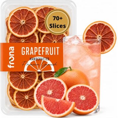 Frona Dried Grapefruit Slices – 70+ Slices, 100% Natural Citrus Cocktail Garnish, 250g Pack, for Paloma, Negroni, Gin Cocktails, Cakes and Tarts, Premium Eco-Friendly Vegan Botanicals Frona Dried Grapefruit Slices – 70+ Slices, 100% Natural Citrus Cocktail Garnish, 250g Pack, for Paloma, Negroni, Gin Cocktails, Cakes and Tarts, Premium Eco-Friendly Vegan Botanicals