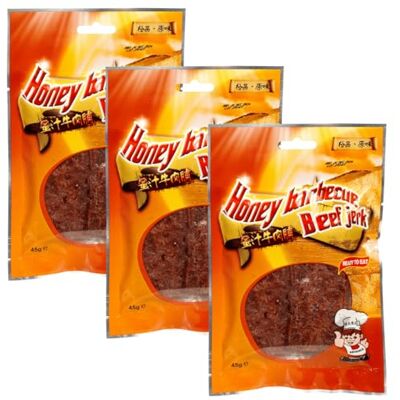 Starry Mart Advance Food Variety Flavours of Cooked Beef Jerky Savoury Protein Snacks (Pack of 3) (Honey Barbecue 45g) Starry Mart Advance Food Variety Flavours of Cooked Beef Jerky Savoury Protein Snacks (Pack of 3) (Honey Barbecue 45g)