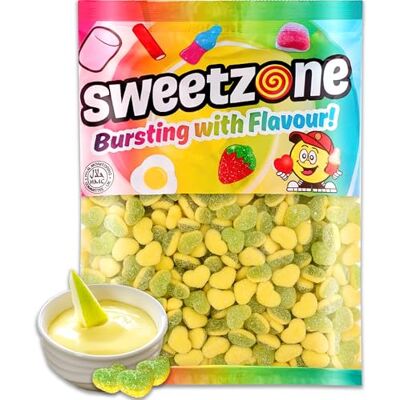 Sweetzone Bag of Apple and Custard Flavour Jelly Foam Sweets Halal 1 Kilogram Sweetzone Bag of Apple and Custard Flavour Jelly Foam Sweets Halal 1 Kilogram