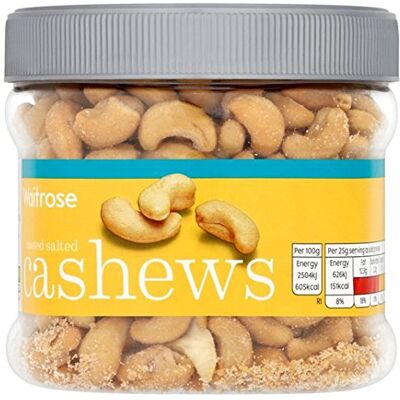Waitrose Salted Cashews Tub 400g Waitrose Salted Cashews Tub 400g