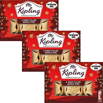 Mr Kipling 3 x 6 Deep Filled Mince Pies Cakes Hot Cold Pastry Sweet Butter Sugar Mr Kipling 3 x 6 Deep Filled Mince Pies Cakes Hot Cold Pastry Sweet Butter Sugar
