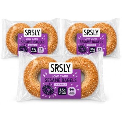 SRSLY Low Carb Sesame Keto Bagels x6-3.5g Carbs &19g Protein Freshly Baked Soft & Chewy High Protein Lower Calorie Low Carb Bread Bagels for Keto Diets SRSLY Low Carb Sesame Keto Bagels x6-3.5g Carbs &19g Protein Freshly Baked Soft & Chewy High Protein Lower Calorie Low Carb Bread Bagels for Keto Diets