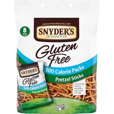 Snyder's of Hanover Gluten Free Pretzel Sticks, 100 Calorie Individual Packs, 8 Ct Snyder's of Hanover Gluten Free Pretzel Sticks, 100 Calorie Individual Packs, 8 Ct