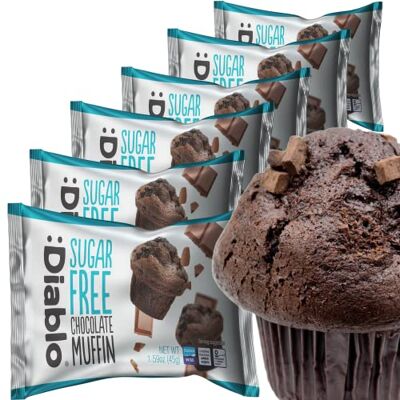 :Diablo Diablo Sugar Free Chocolate Muffin Cupcake Sweetened with Maltitol, Halal & Kosher Approved, Sugar Free Snacks Perfect for Gifting, Birthdays, Special Occasions 45g Each, Pack of 6 :Diablo Diablo Sugar Free Chocolate Muffin Cupcake Sweetened with Maltitol, Halal & Kosher Approved, Sugar Free Snacks Perfect for Gifting, Birthdays, Special Occasions 45g Each, Pack of 6