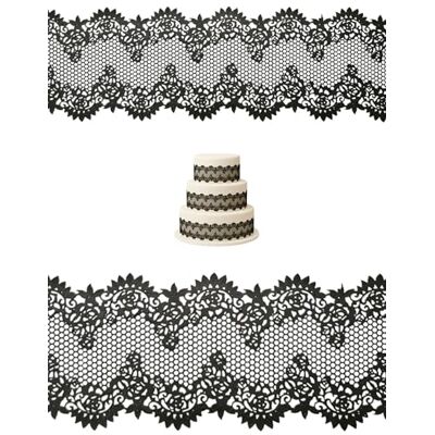 Edible Sugar Lace Yummy Decor Edible Black Sugar Lace 3x Strips 11.5''x3.5'' (28.5cmx8.5cm)/ Flexible Sugar Lace Strip for Cakes, Cupcakes, Cookies, Chocolate and Desserts Edible Sugar Lace Yummy Decor Edible Black Sugar Lace 3x Strips 11.5''x3.5'' (28.5cmx8.5cm)/ Flexible Sugar Lace Strip for Cakes, Cupcakes, Cookies, Chocolate and Desserts