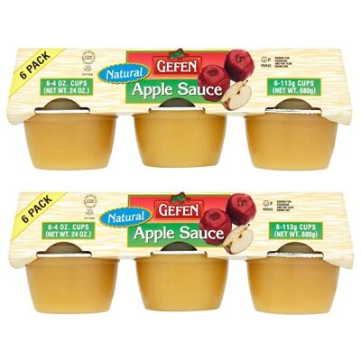 Gefen Natural Unsweetened Apple Sauce Mini Cups, No Sugar Added 12 x 113g (2 Packs of 6) Gefen Natural Unsweetened Apple Sauce Mini Cups, No Sugar Added 12 x 113g (2 Packs of 6)