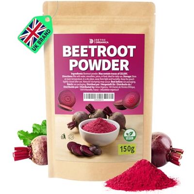 Detox Organica Organic Beetroot Powder 150g Natural Food Colouring No Additives or Preservatives Cakes, Smoothies, Juices, Tandoori Vegan Detox Organica Organic Beetroot Powder 150g Natural Food Colouring No Additives or Preservatives Cakes, Smoothies, Juices, Tandoori Vegan