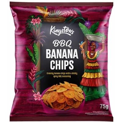 Kingston BBQ Banana Chips 12 x 75g, Crispy Savoury Snack with Spicy Barbecue Flavor Kingston BBQ Banana Chips 12 x 75g, Crispy Savoury Snack with Spicy Barbecue Flavor