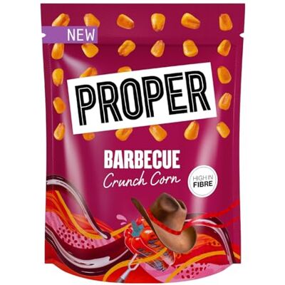 PROPER Crunch Corn High in Fibre Savoury Snack 4 x 150g Bags (Barbeque) PROPER Crunch Corn High in Fibre Savoury Snack 4 x 150g Bags (Barbeque)