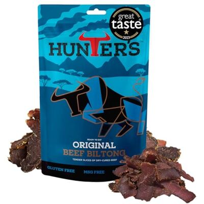 Hunters Biltong Original Biltong, 250g pack High Protein, low fat, Thin Tender Slices of authentic Beef Biltong, beef Jerky, MSG Free, Convenient Snack Hunters Biltong Original Biltong, 250g pack High Protein, low fat, Thin Tender Slices of authentic Beef Biltong, beef Jerky, MSG Free, Convenient Snack