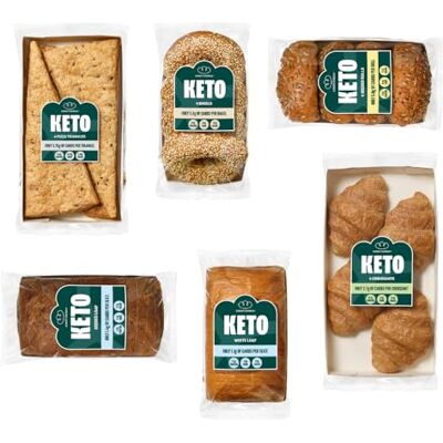 ROBERT ANDREW Keto Starter Bundle, Low- Carb High-Protein & Fibre, Full Keto Range Loaves Rolls Bagels Croissants & Pizza Triangles, Freshly Baked Bread, Freezer Friendly ROBERT ANDREW Keto Starter Bundle, Low- Carb High-Protein & Fibre, Full Keto Range Loaves Rolls Bagels Croissants & Pizza Triangles, Freshly Baked Bread, Freezer Friendly