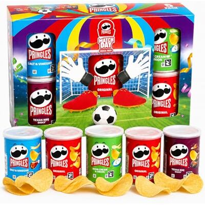 Pringles Assorted Crisps Multipack Box Match Day 5 x 40g Multipack Tins Includes 2 Original, 1 Texas BBQ, 1 Salt & Vinegar, 1 Sour Cream & Onion – WorldCup Football Snack Hamper Gift Set Pringles Assorted Crisps Multipack Box Match Day 5 x 40g Multipack Tins Includes 2 Original, 1 Texas BBQ, 1 Salt & Vinegar, 1 Sour Cream & Onion – WorldCup Football Snack Hamper Gift Set