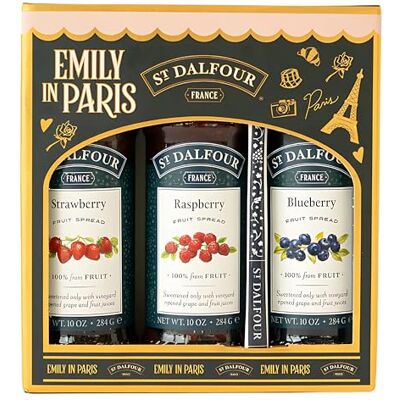 St. Dalfour St Dalfour Emily in Paris Jam Gift Set: Strawberry, Raspberry, Blueberry, 3 x 284g, No Added Sugar, 100% Fruit St. Dalfour St Dalfour Emily in Paris Jam Gift Set: Strawberry, Raspberry, Blueberry, 3 x 284g, No Added Sugar, 100% Fruit