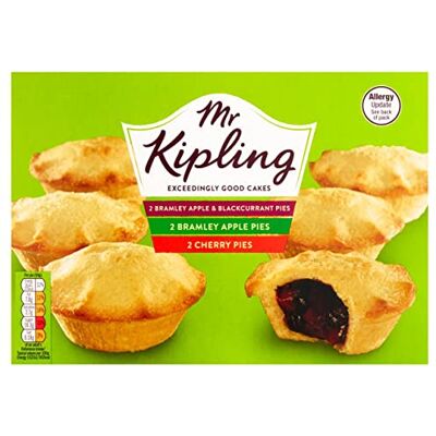 Mr Kipling Small Pastry Pies Bramley Apple & Blackcurrant / Apple / Cherry Mr Kipling Small Pastry Pies Bramley Apple & Blackcurrant / Apple / Cherry