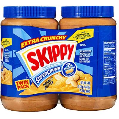 SKIPPY Extra Crunchy Peanut Butter Super Chunk Twin Pack Two 48 Ounce Jars SKIPPY Extra Crunchy Peanut Butter Super Chunk Twin Pack Two 48 Ounce Jars