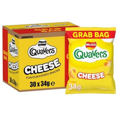 Walkers Quavers Cheese Snacks 34 g (Case of 30) Walkers Quavers Cheese Snacks 34 g (Case of 30)