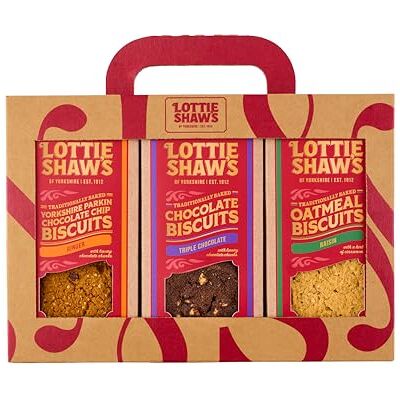 Lottie Shaw's Luxury Biscuit Box 600g – 3 Packs: Parkin, Shortbread & Triple Chocolate, Yorkshire Bakery Lottie Shaw's Luxury Biscuit Box 600g – 3 Packs: Parkin, Shortbread & Triple Chocolate, Yorkshire Bakery
