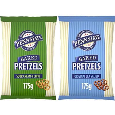 Penn State Pretzels mix box 8 x 175g- 4 x Sour Cream & Chive, 4 x Sea Salted. Penn State Pretzels mix box 8 x 175g- 4 x Sour Cream & Chive, 4 x Sea Salted.