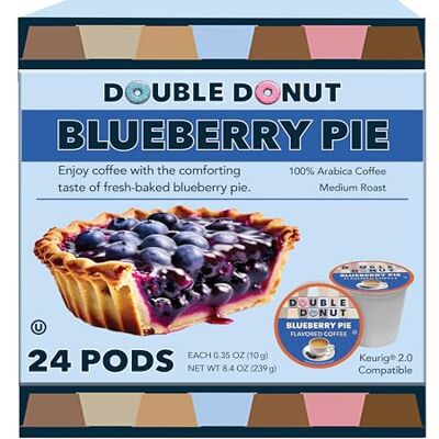 Double Donut Coffee Medium Roast Blueberry Pie Flavored Coffee Pods, 24 Count for Keurig K-Cup Brewers Double Donut Coffee Medium Roast Blueberry Pie Flavored Coffee Pods, 24 Count for Keurig K-Cup Brewers