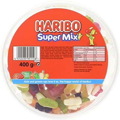 HARIBO Supermix 3.2kg bulk sweets, 8 x 400g tubs HARIBO Supermix 3.2kg bulk sweets, 8 x 400g tubs
