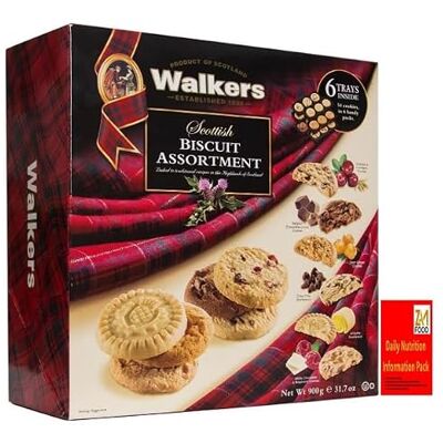 Zamfoods Walkers Shortbread Scottish Biscuit Assortment, 900g Box, Varities Biscuits with nurtirion pack 54 Cookies, 6 Varieties & Handy Packs Christmas, Fathers & Mothers day gift (1, 900g) Zamfoods Walkers Shortbread Scottish Biscuit Assortment, 900g Box, Varities Biscuits with nurtirion pack 54 Cookies, 6 Varieties & Handy Packs Christmas, Fathers & Mothers day gift (1, 900g)